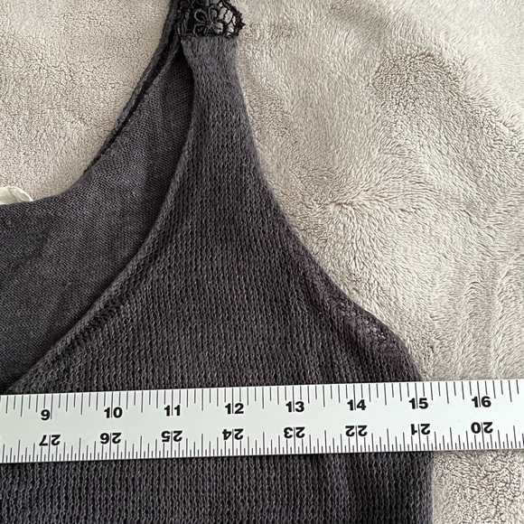 Eileen Fisher 100% Linen Sleeveless Tank Dress Charcoal Lace Strap Minimalist XS - Picture 14 of 15